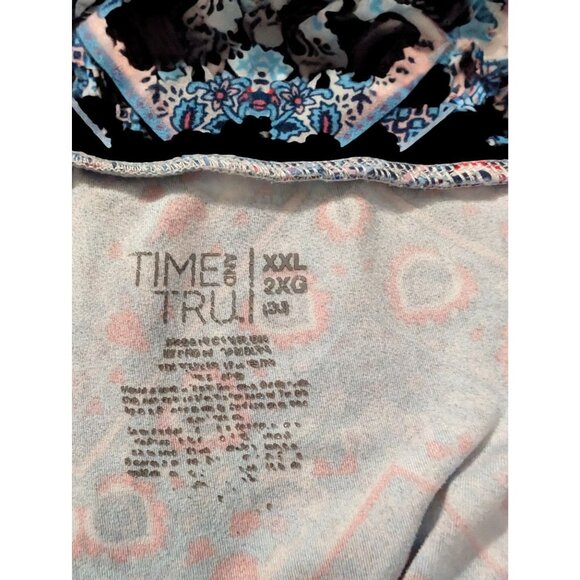 Time And & Tru Leggings PLus Size XXL 2X Floral Chevron CapriS Cropped Pants - Picture 2 of 6